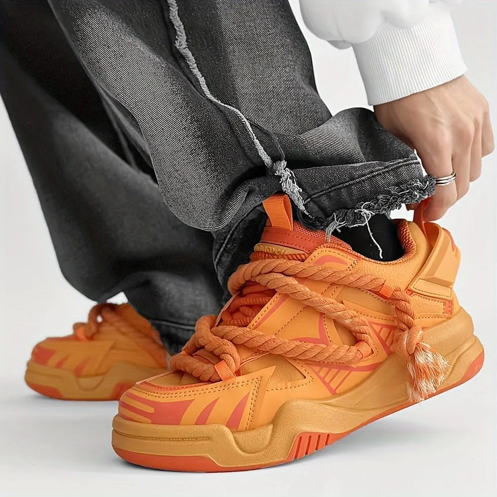 Men's Trendy Stylish Sneakers, Comfortable Wear-Resistant Skateboard Shoes for All Seasons, Street Style Footwear