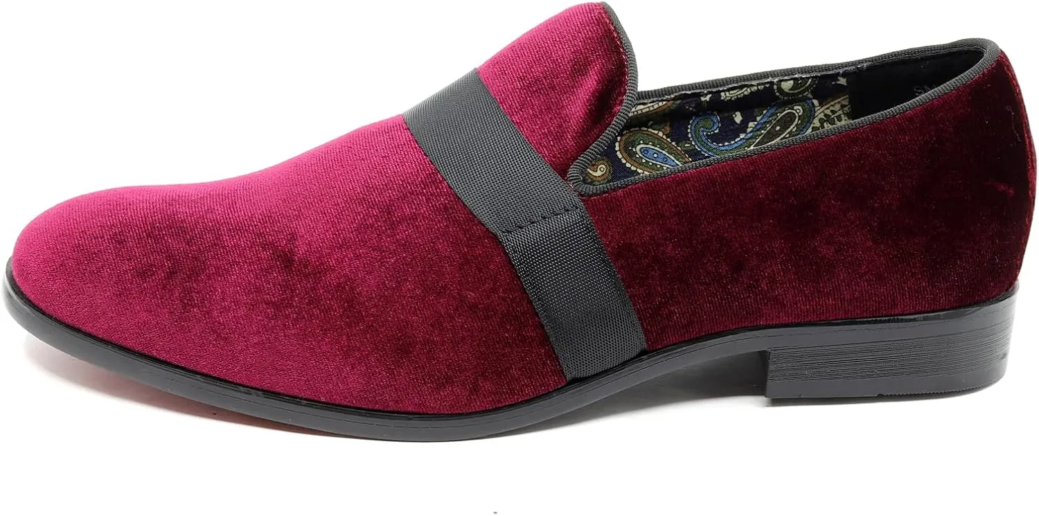 Men's Velvet Classic Smoking Slipper Tuxedo Loafer Slip On Shoe SM-08