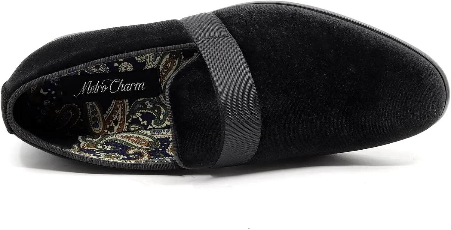 Men's Velvet Classic Smoking Slipper Tuxedo Loafer Slip On Shoe SM-08