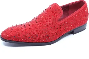 Men's Vintage Spike Rhinestone Designer Classic Smoking Dress Fashion Loafers Slip On Shoes EXOTIC-02
