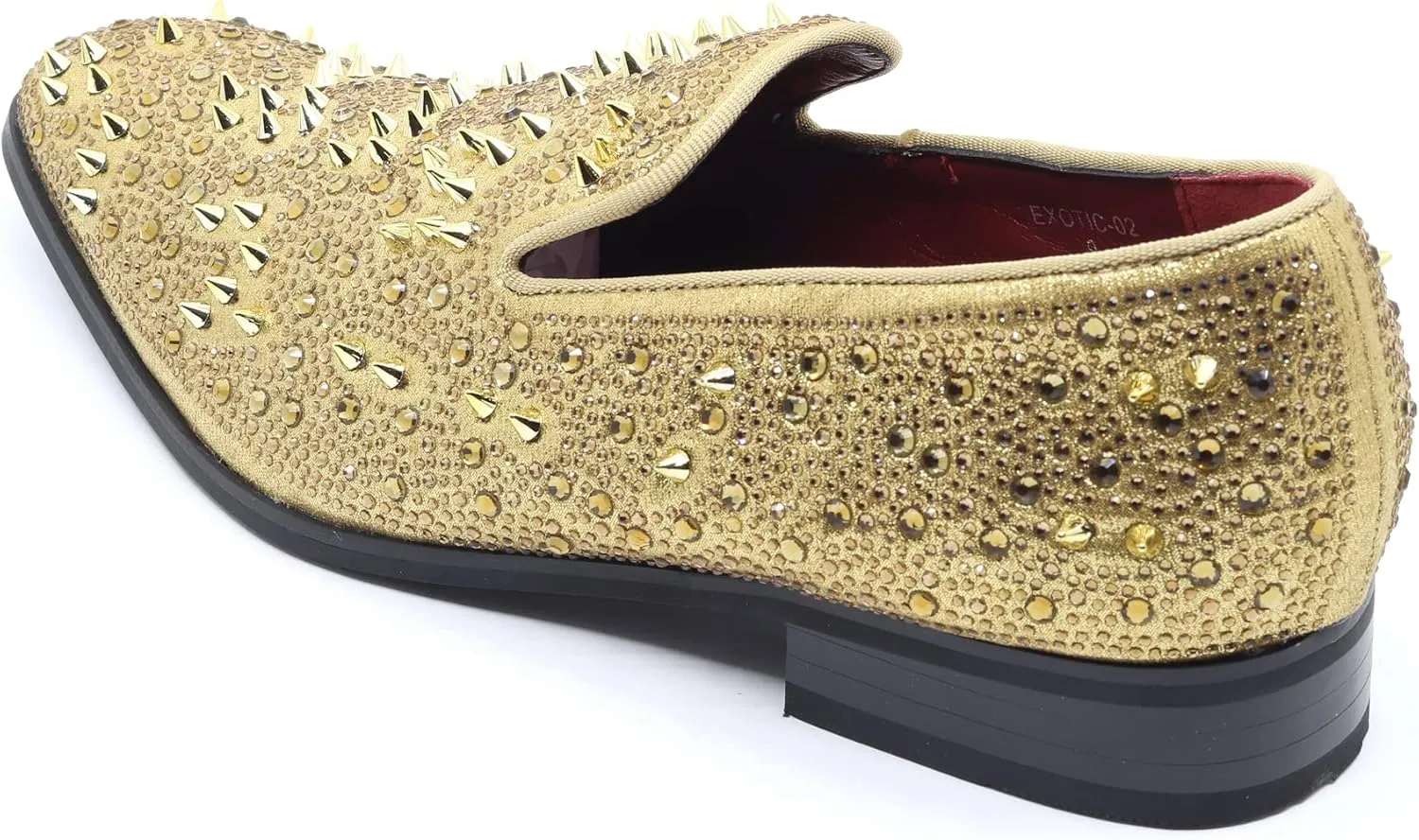 Men's Vintage Spike Rhinestone Designer Classic Smoking Dress Fashion Loafers Slip On Shoes EXOTIC-02