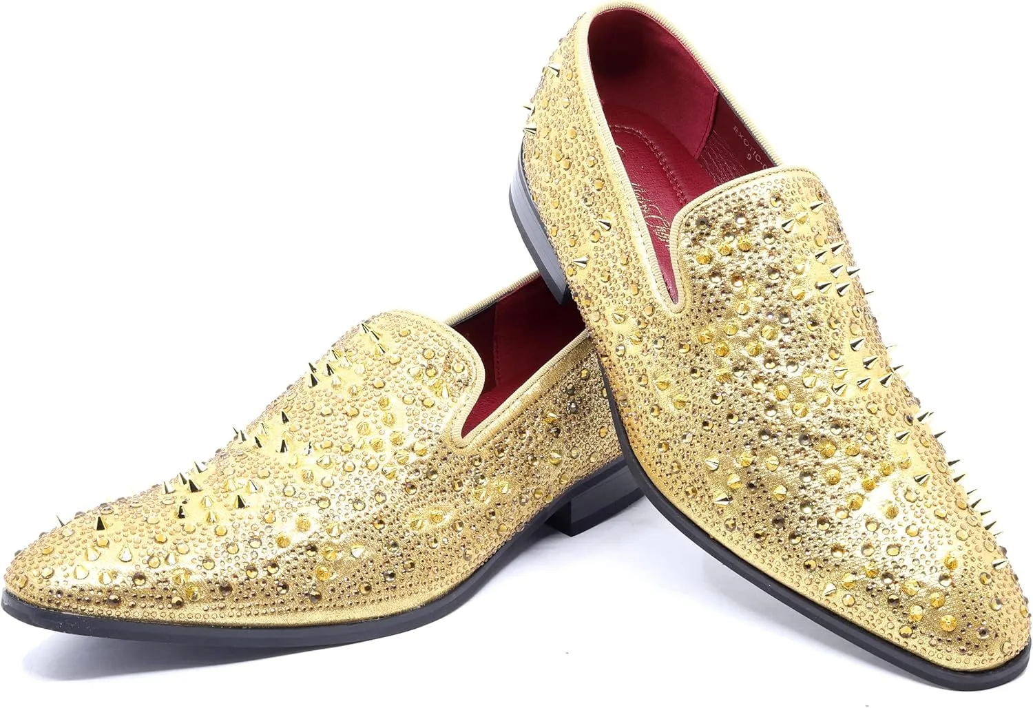 Men's Vintage Spike Rhinestone Designer Classic Smoking Dress Fashion Loafers Slip On Shoes EXOTIC-02