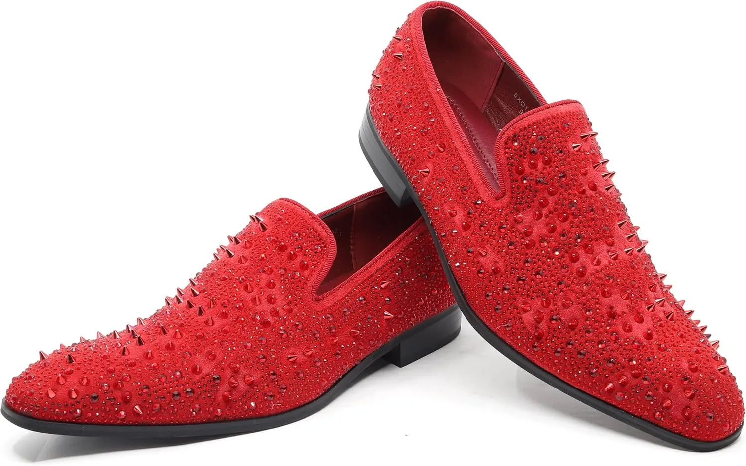 Men's Vintage Spike Rhinestone Designer Classic Smoking Dress Fashion Loafers Slip On Shoes EXOTIC-02