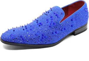 Men's Vintage Spike Rhinestone Designer Classic Smoking Dress Fashion Loafers Slip On Shoes EXOTIC-02