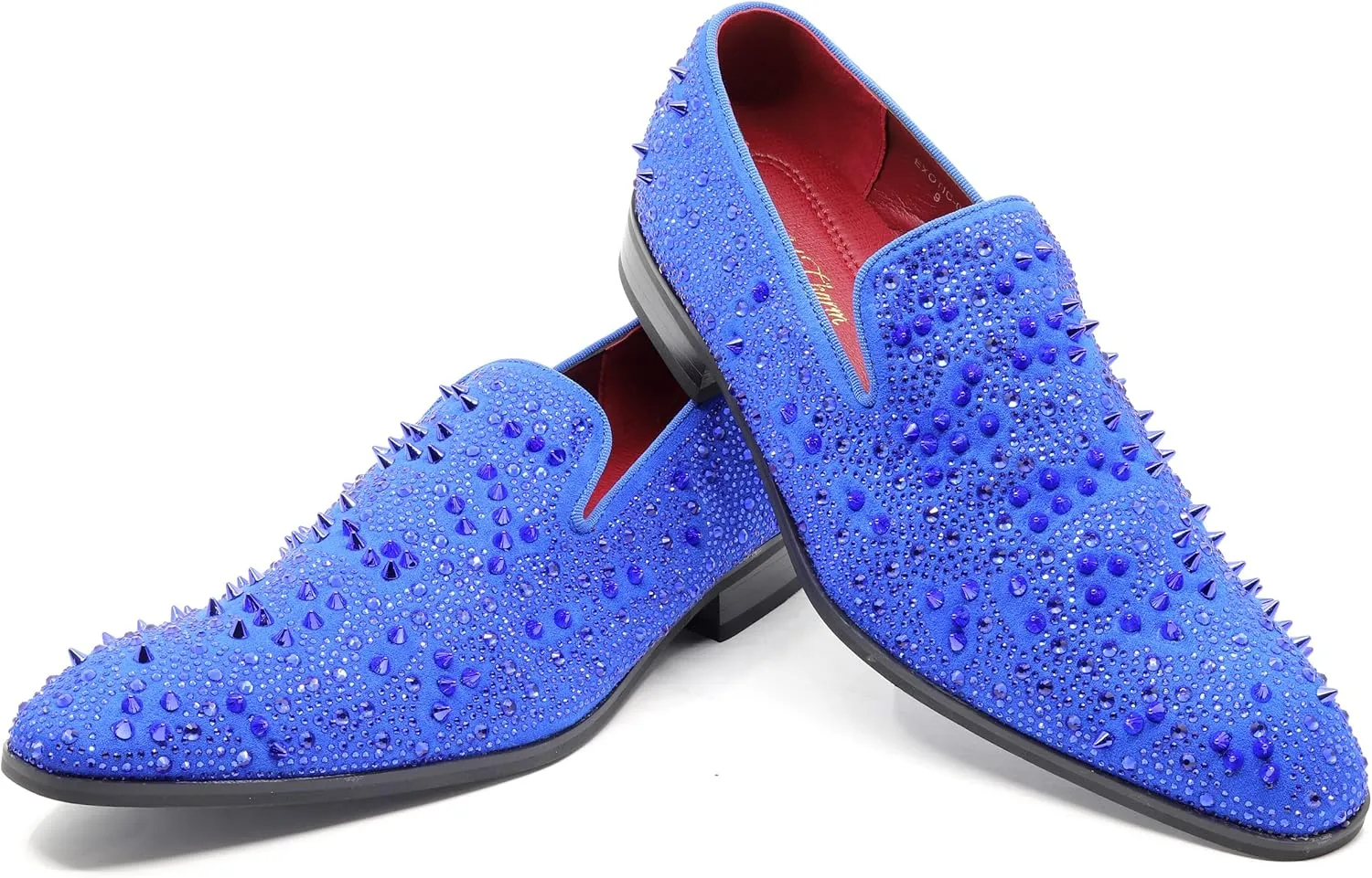 Men's Vintage Spike Rhinestone Designer Classic Smoking Dress Fashion Loafers Slip On Shoes EXOTIC-02