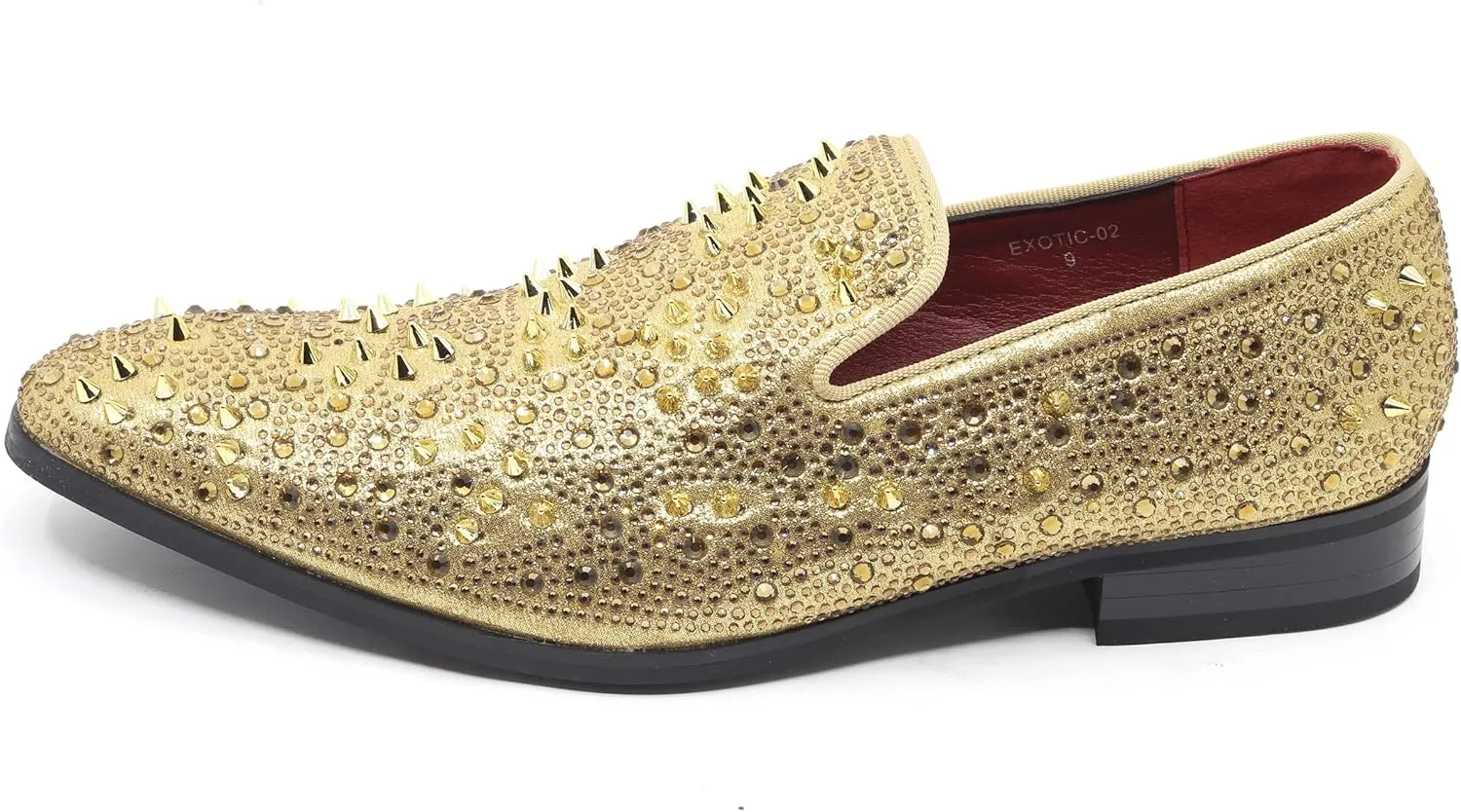 Men's Vintage Spike Rhinestone Designer Classic Smoking Dress Fashion Loafers Slip On Shoes EXOTIC-02