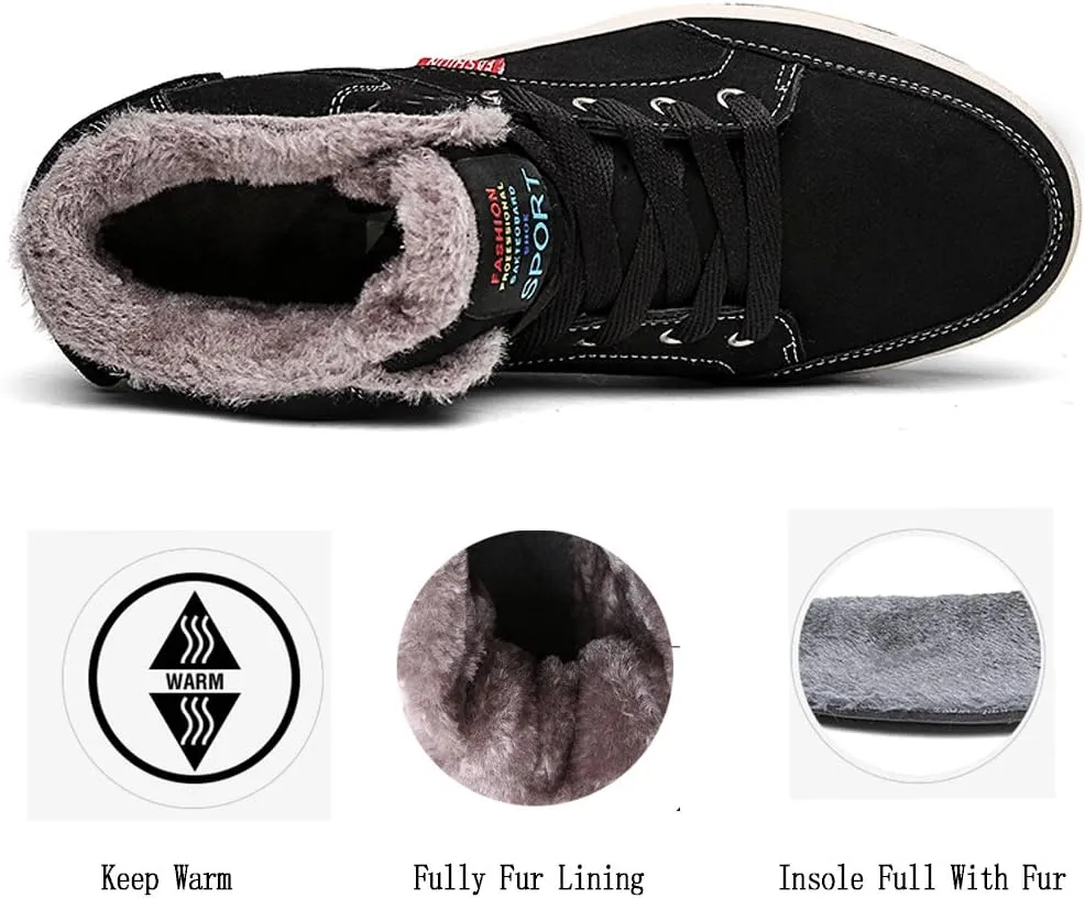 Mens Winter Snow Boots Fur Lined Waterproof Warm Sneaker Non-Slip High Top Outdoor Shoes