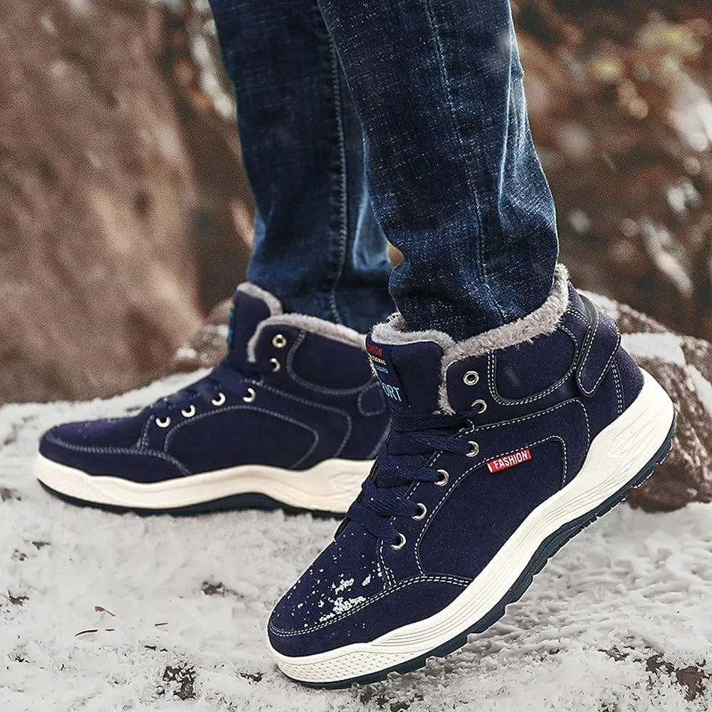 Mens Winter Snow Boots Fur Lined Waterproof Warm Sneaker Non-Slip High Top Outdoor Shoes