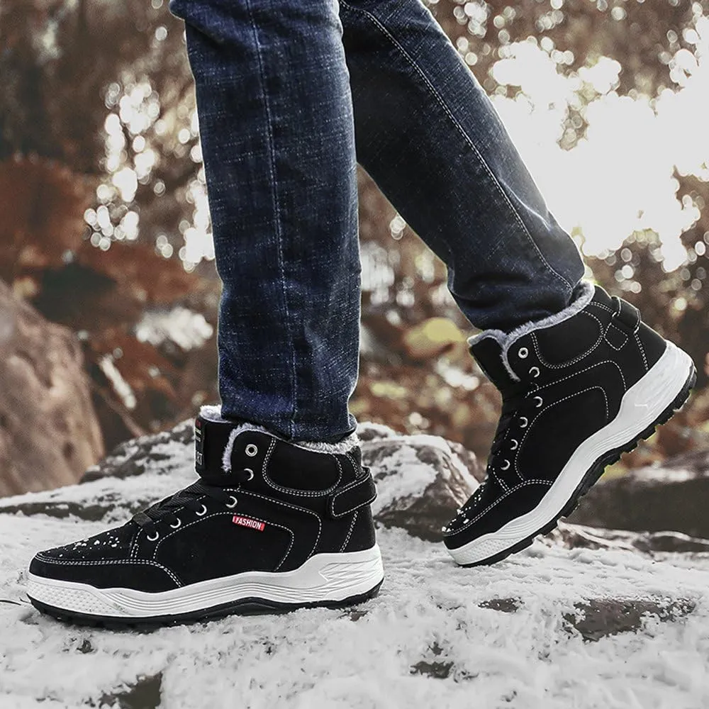 Mens Winter Snow Boots Fur Lined Waterproof Warm Sneaker Non-Slip High Top Outdoor Shoes