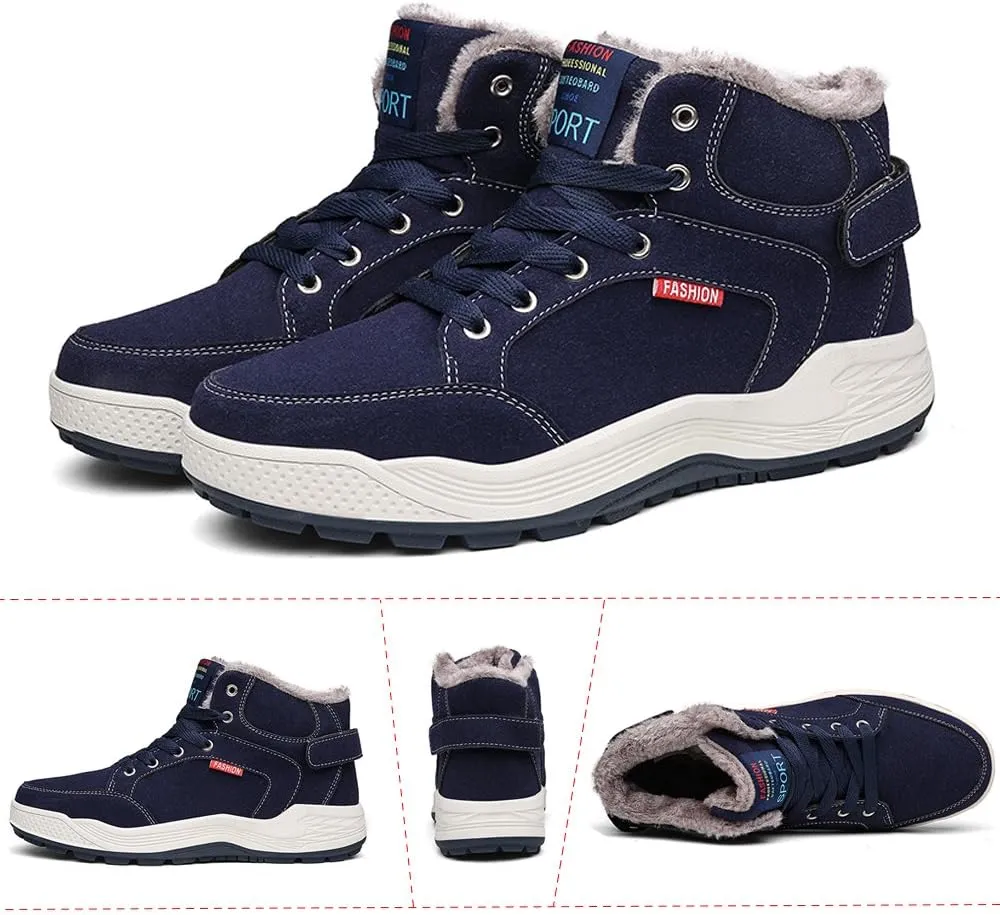 Mens Winter Snow Boots Fur Lined Waterproof Warm Sneaker Non-Slip High Top Outdoor Shoes