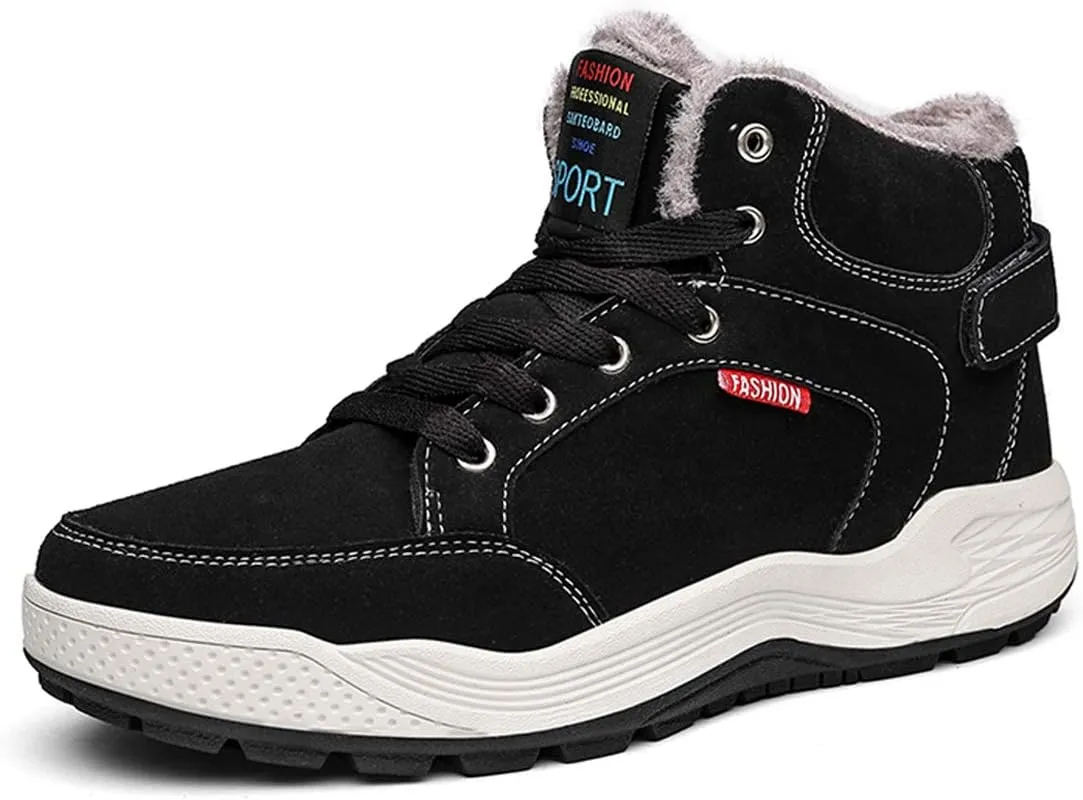 Mens Winter Snow Boots Fur Lined Waterproof Warm Sneaker Non-Slip High Top Outdoor Shoes