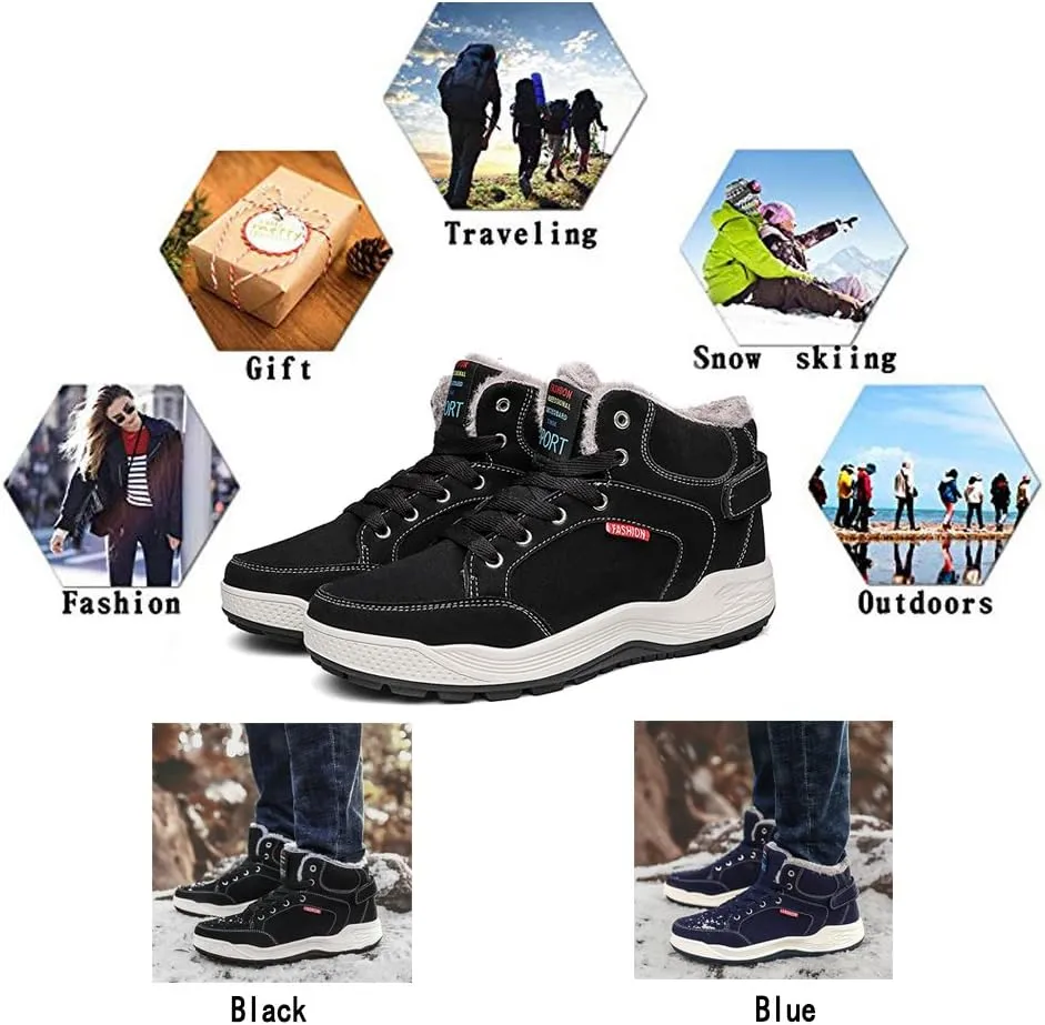 Mens Winter Snow Boots Fur Lined Waterproof Warm Sneaker Non-Slip High Top Outdoor Shoes