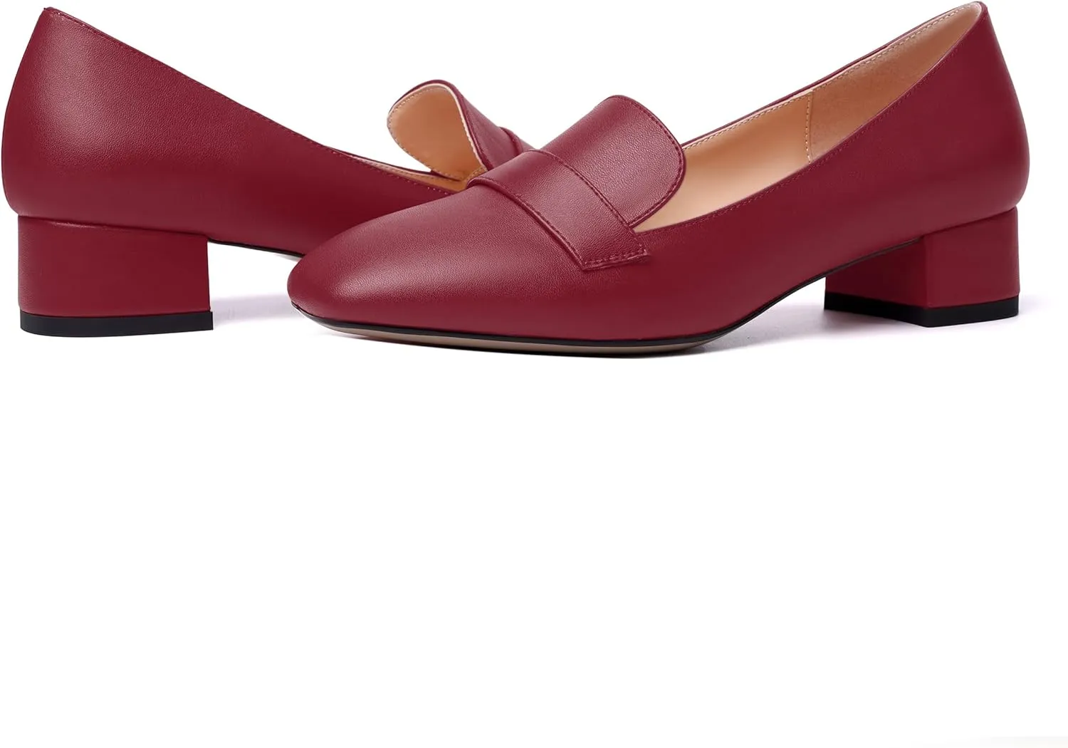 MERRORI Womens Matte Casual Office Slip On Square Toe Chunky Low Heel Loafers Shoes 0.5 Inch