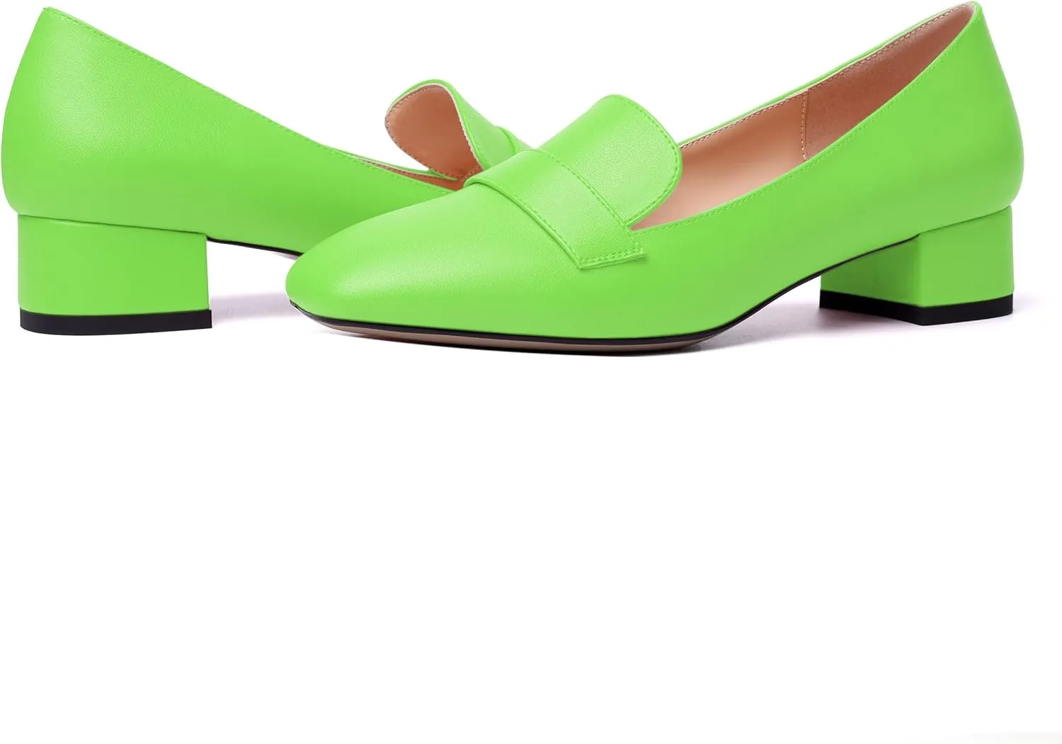 MERRORI Womens Matte Casual Office Slip On Square Toe Chunky Low Heel Loafers Shoes 0.5 Inch