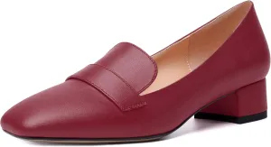 MERRORI Womens Matte Casual Office Slip On Square Toe Chunky Low Heel Loafers Shoes 0.5 Inch