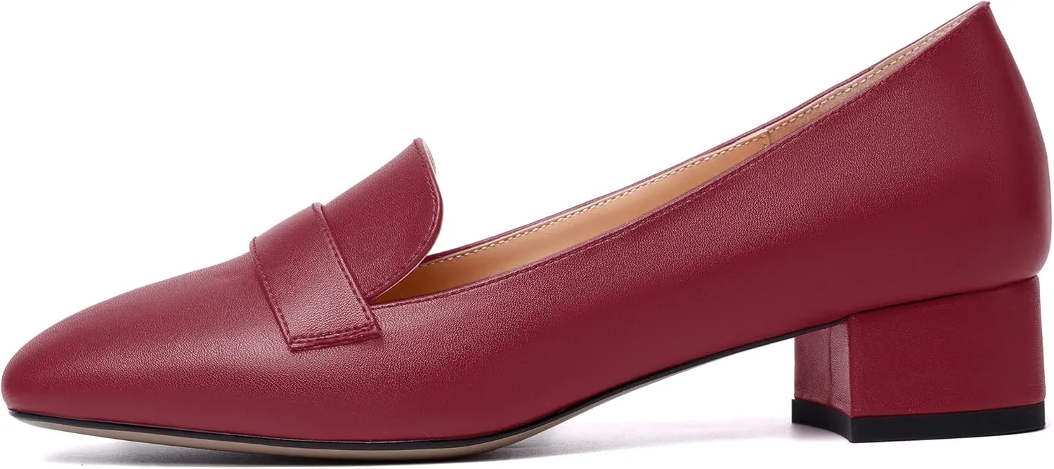 MERRORI Womens Matte Casual Office Slip On Square Toe Chunky Low Heel Loafers Shoes 0.5 Inch