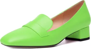 MERRORI Womens Matte Casual Office Slip On Square Toe Chunky Low Heel Loafers Shoes 0.5 Inch