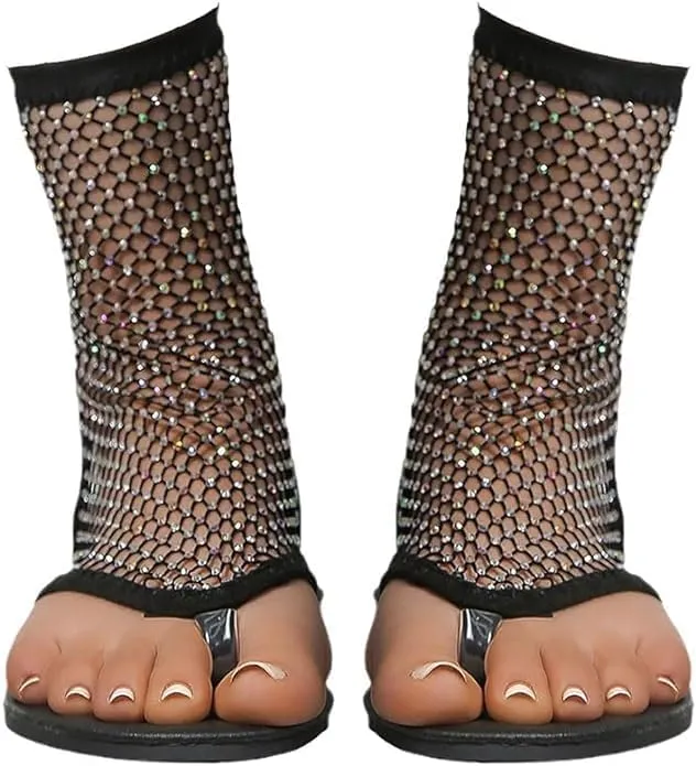 Mesh Flats for Women Ultra Comfortable Shiny Gem Mesh Flats Shiny Stylish Flats Sparkle Shoes Sandals