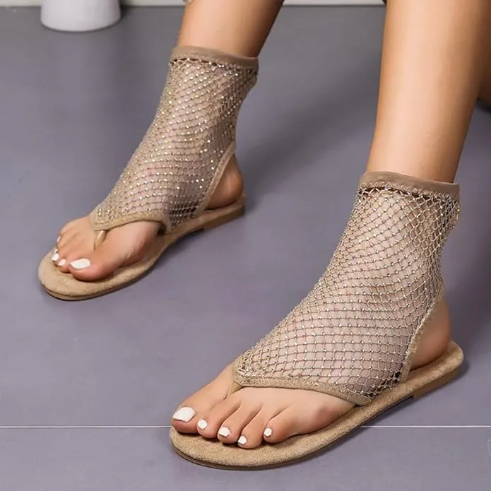 Mesh Flats for Women Ultra Comfortable Shiny Gem Mesh Flats Shiny Stylish Flats Sparkle Shoes Sandals