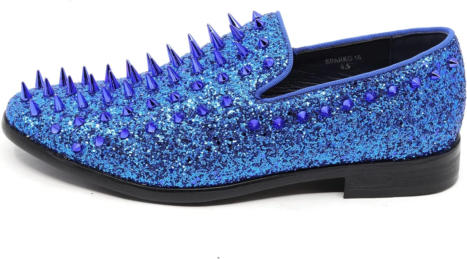 Metrocharm Men's Fashion Sparkly Smoking Spike Sequin Dress Tuxedo Loafers Slip On Shoes SM-16