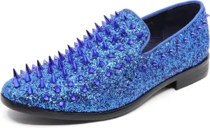 Metrocharm Men's Fashion Sparkly Smoking Spike Sequin Dress Tuxedo Loafers Slip On Shoes SM-16
