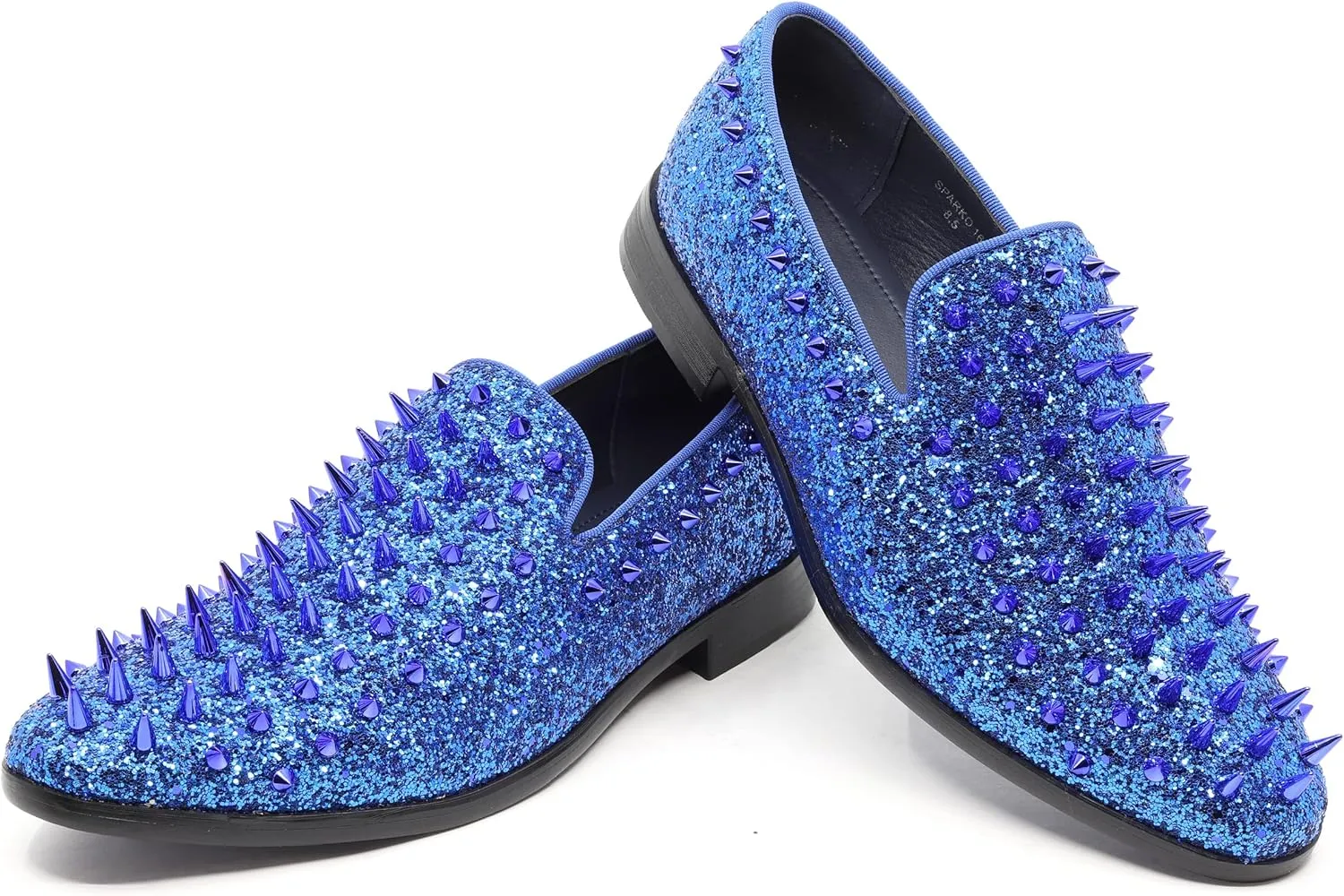 Metrocharm Men's Fashion Sparkly Smoking Spike Sequin Dress Tuxedo Loafers Slip On Shoes SM-16