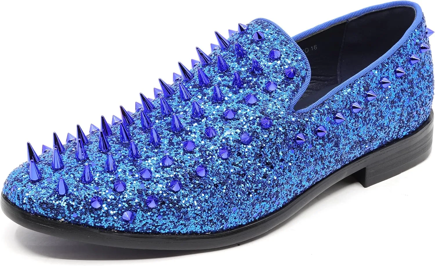 Metrocharm Men's Fashion Sparkly Smoking Spike Sequin Dress Tuxedo Loafers Slip On Shoes SM-16