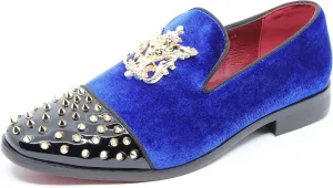 Metrocharm Men's Fashion Velvet Smoking Spike Dress Loafers Slip On Shoes SM-49