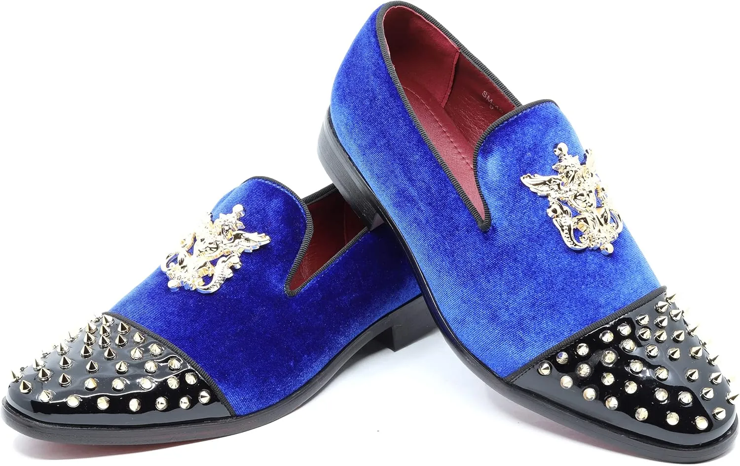 Metrocharm Men's Fashion Velvet Smoking Spike Dress Loafers Slip On Shoes SM-49