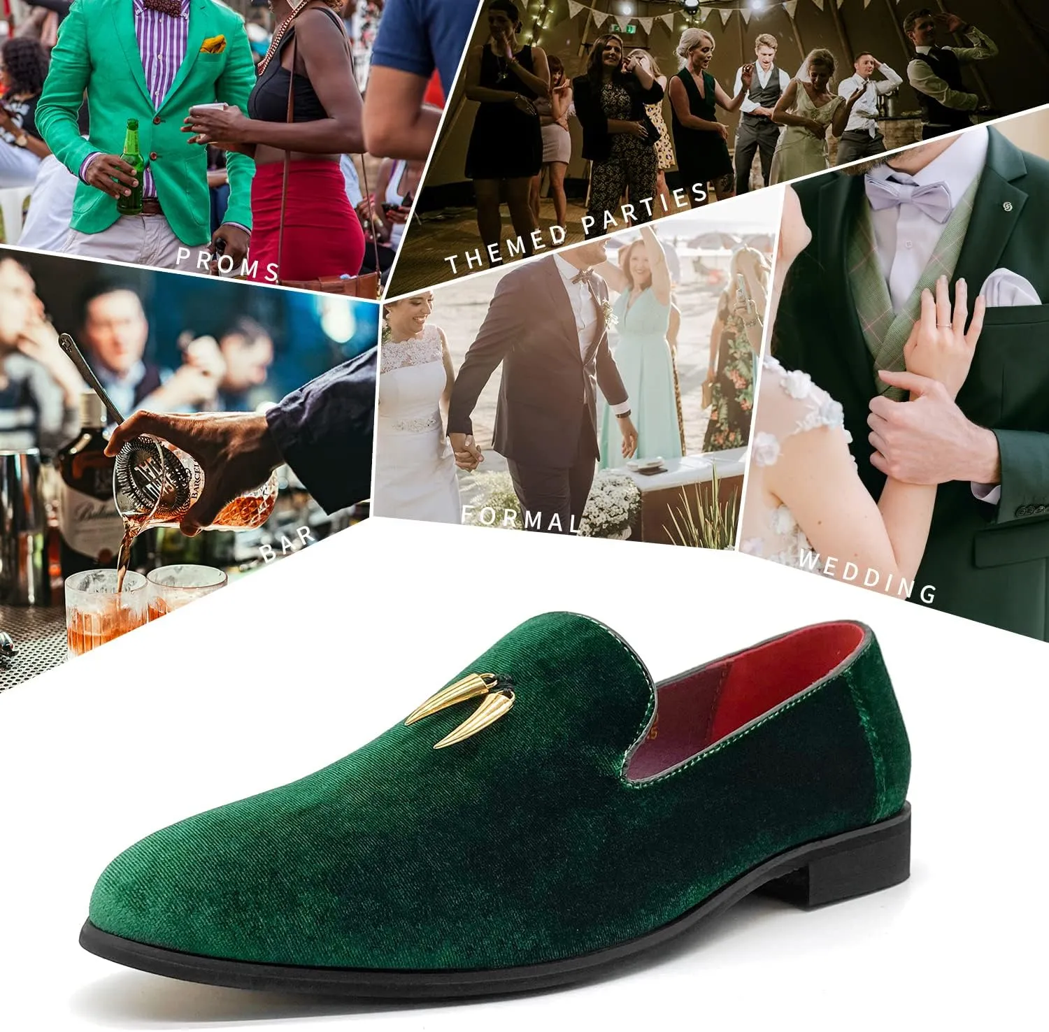 MHB Men's Penny Slip-On Velvet Loafer Luxury Suede Dress Shoes Metallic Smoking Slipper