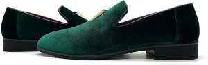 MHB Men's Penny Slip-On Velvet Loafer Luxury Suede Dress Shoes Metallic Smoking Slipper