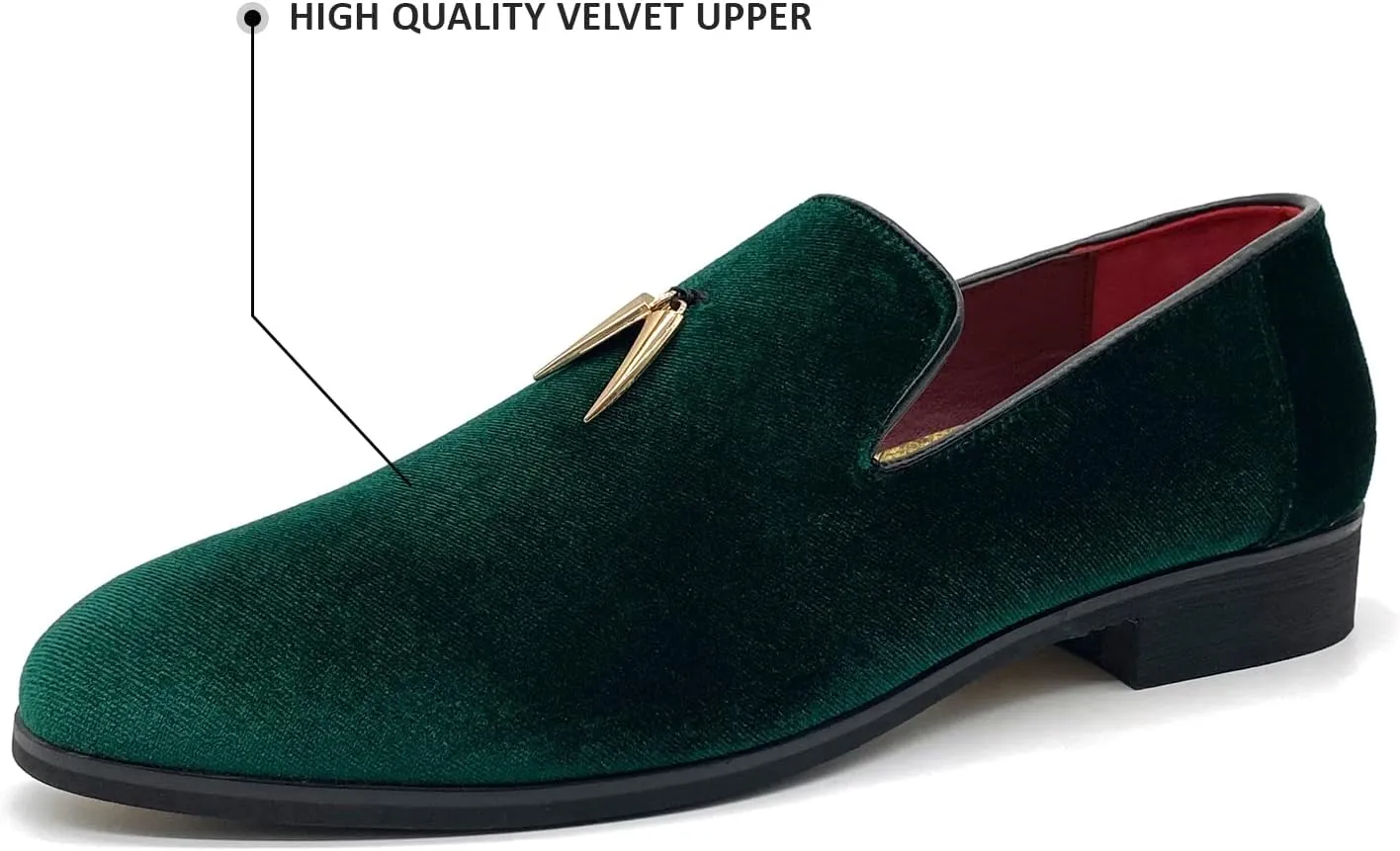 MHB Men's Penny Slip-On Velvet Loafer Luxury Suede Dress Shoes Metallic Smoking Slipper