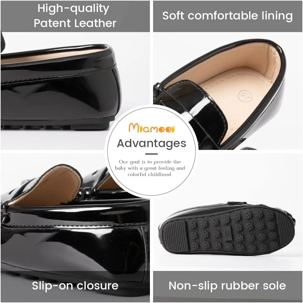 Miamooi Toddler Boys Girls Wedding Dress Shoes Little Kid Slip On Loafers School Uniform Moccasins Walking Shoe