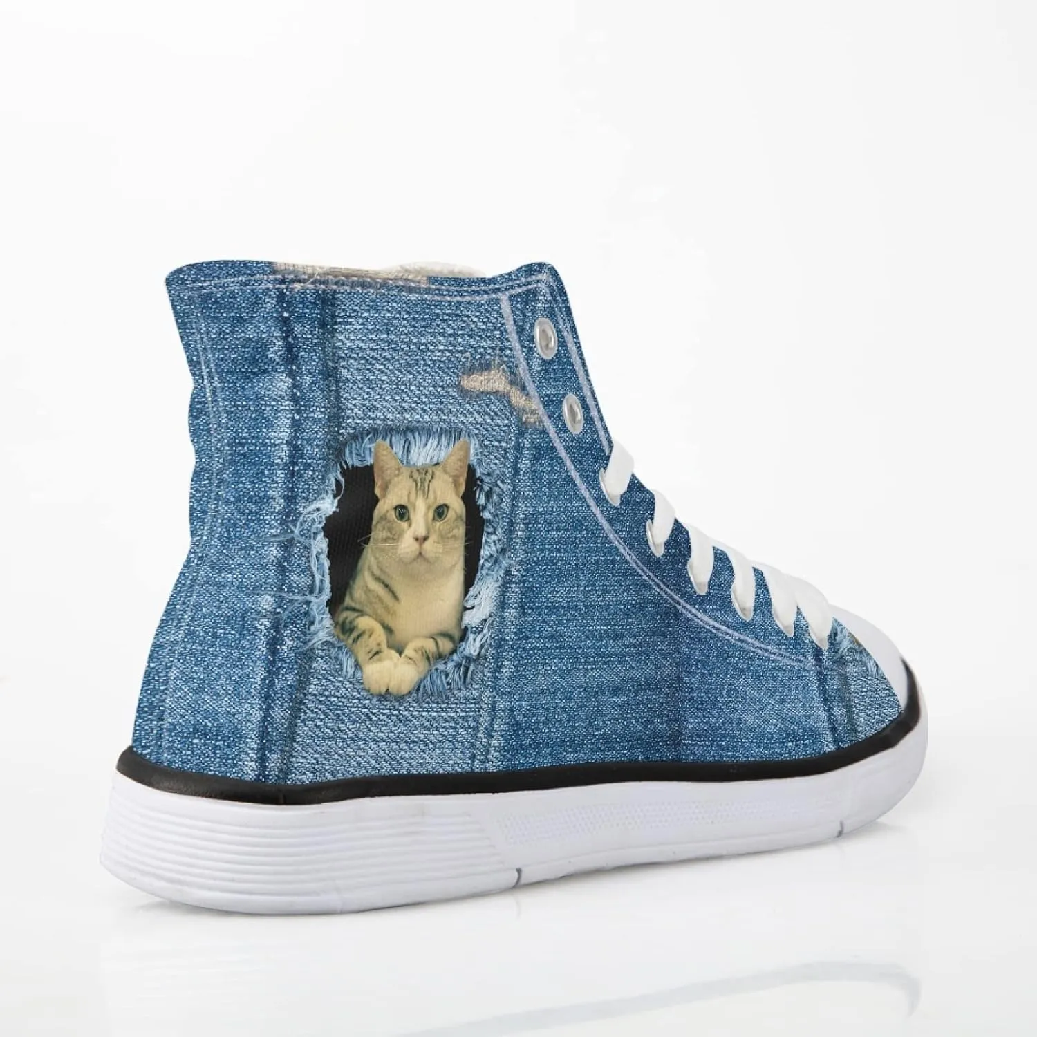 Micoklinlin Canvas Shoes for Women Novelty Girls High Top Canvas Sneakers Lace Ups Cute Animal Casual Teens Walking Shoes