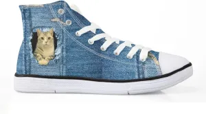 Micoklinlin Canvas Shoes for Women Novelty Girls High Top Canvas Sneakers Lace Ups Cute Animal Casual Teens Walking Shoes