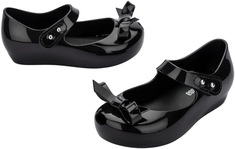 mini melissa Ultragirl Collection Mary Jane Flats for Toddlers and Babies - Comfortable & Cute Peep Toe Jelly Flat Shoes with Transparent Upper and Small Bow for Little Girls