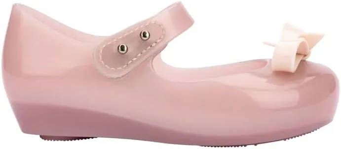mini melissa Ultragirl Collection Mary Jane Flats for Toddlers and Babies - Comfortable & Cute Peep Toe Jelly Flat Shoes with Transparent Upper and Small Bow for Little Girls