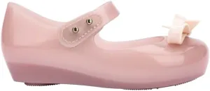 mini melissa Ultragirl Collection Mary Jane Flats for Toddlers and Babies - Comfortable & Cute Peep Toe Jelly Flat Shoes with Transparent Upper and Small Bow for Little Girls