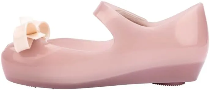 mini melissa Ultragirl Collection Mary Jane Flats for Toddlers and Babies - Comfortable & Cute Peep Toe Jelly Flat Shoes with Transparent Upper and Small Bow for Little Girls