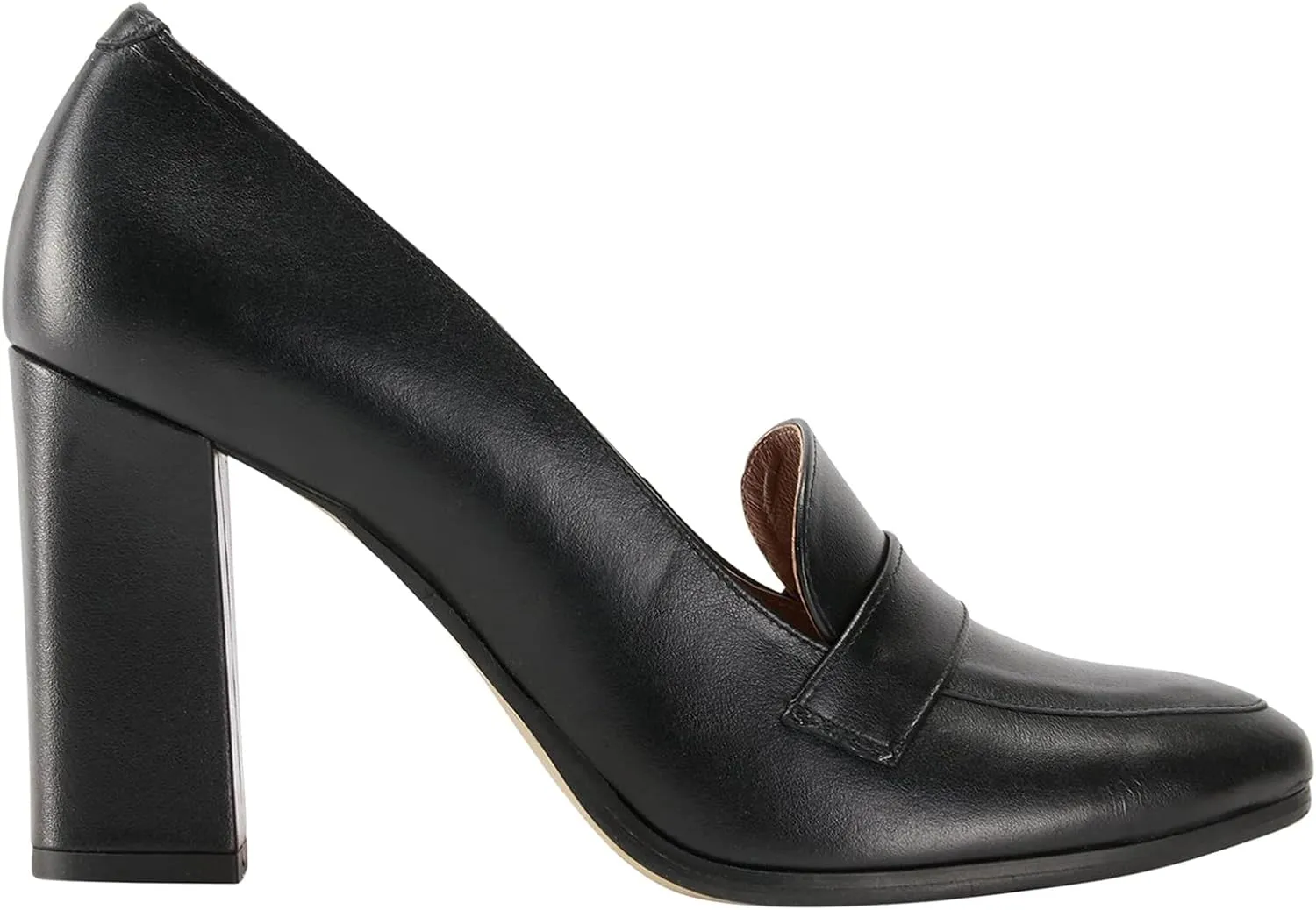 MOOMMO Women Black Formal Business Wedding Pumps Chunky Block Heel Round Closed Toe Slip On Dress Loafers Shoes High Heels Snakeskin Classic Office Work Pumps Suede Leather Ladies Matte Black 10