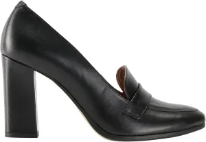 MOOMMO Women Black Formal Business Wedding Pumps Chunky Block Heel Round Closed Toe Slip On Dress Loafers Shoes High Heels Snakeskin Classic Office Work Pumps Suede Leather Ladies Matte Black 10