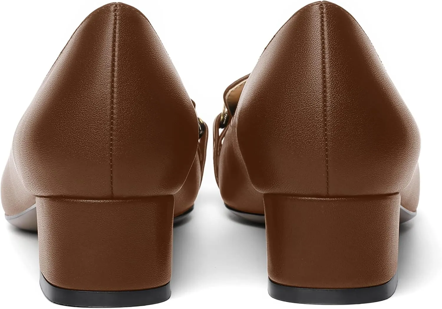 MOVINSTEPS Womens Matte Dating Dress Loafers Square Toe Metal Slip On Chunky Low Heel Pumps Shoes 1.5 Inch