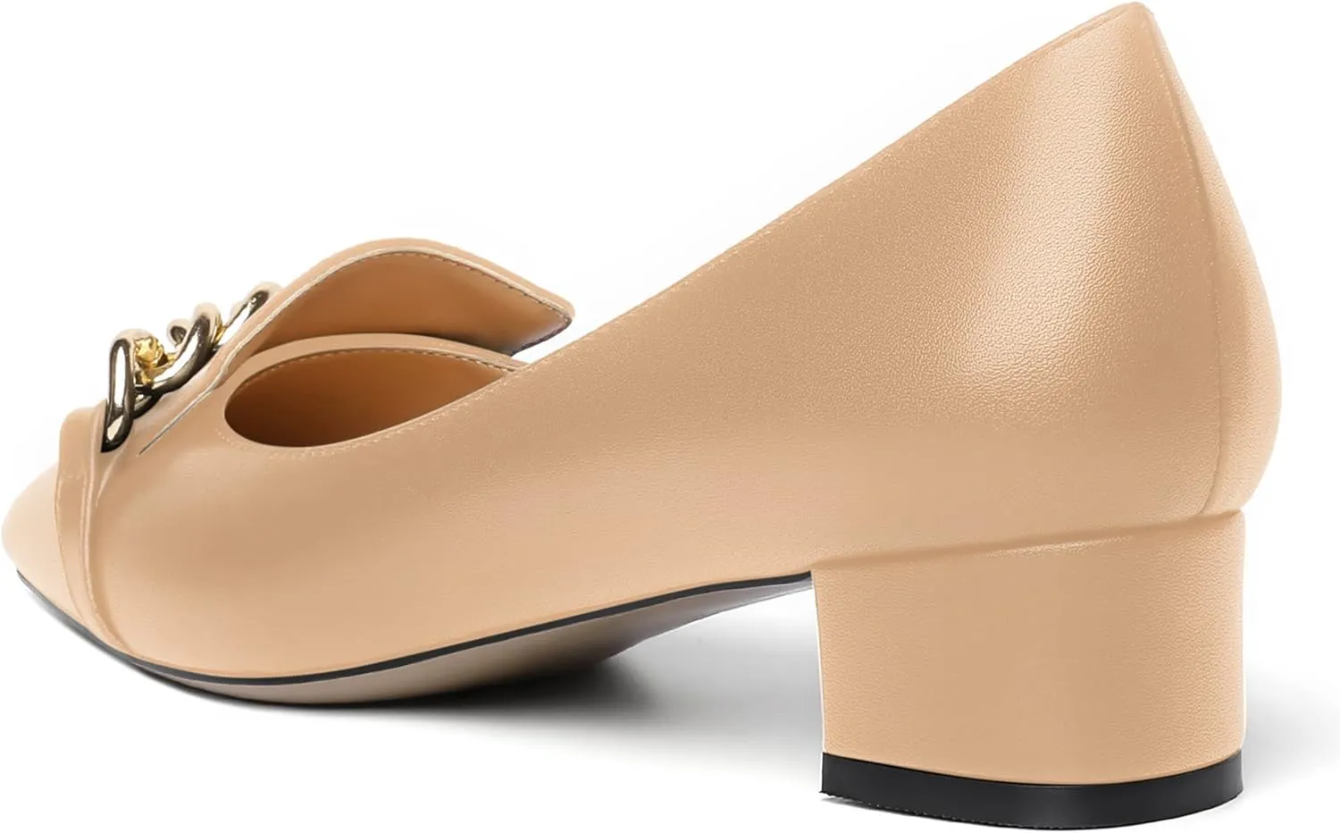 MOVINSTEPS Womens Matte Dating Dress Loafers Square Toe Metal Slip On Chunky Low Heel Pumps Shoes 1.5 Inch
