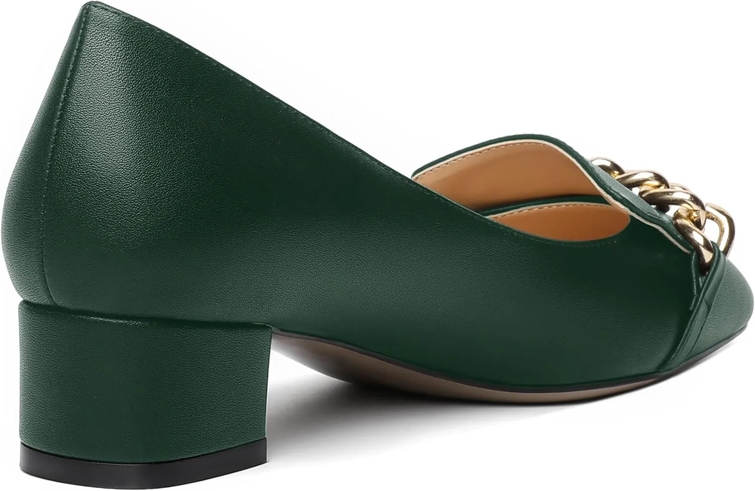 MOVINSTEPS Womens Matte Dating Dress Loafers Square Toe Metal Slip On Chunky Low Heel Pumps Shoes 1.5 Inch