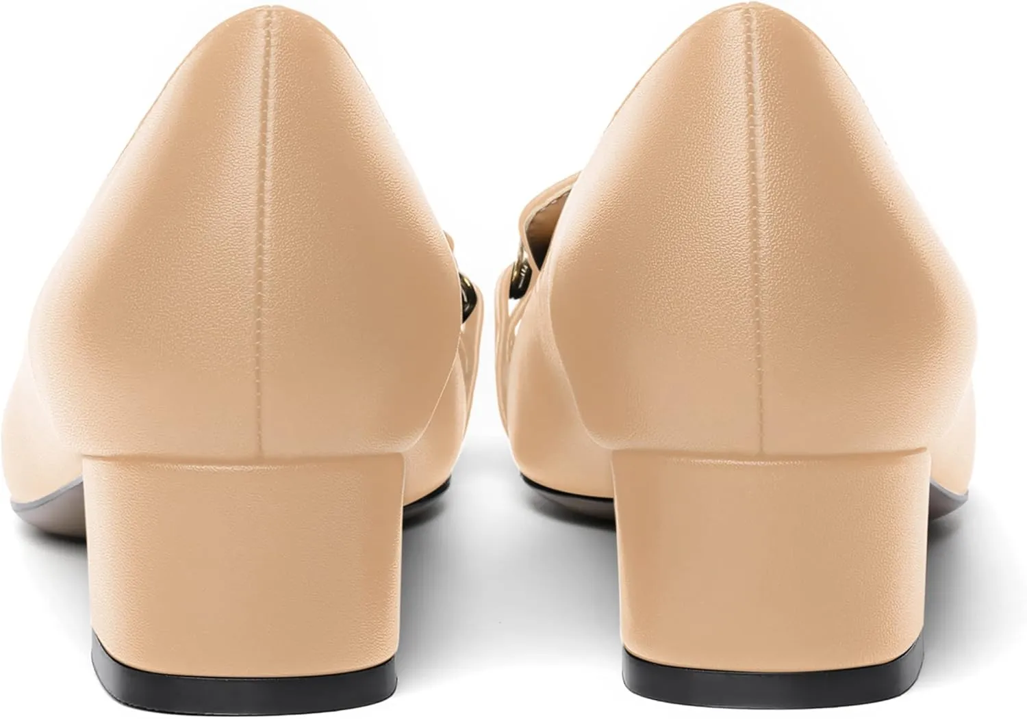 MOVINSTEPS Womens Matte Dating Dress Loafers Square Toe Metal Slip On Chunky Low Heel Pumps Shoes 1.5 Inch
