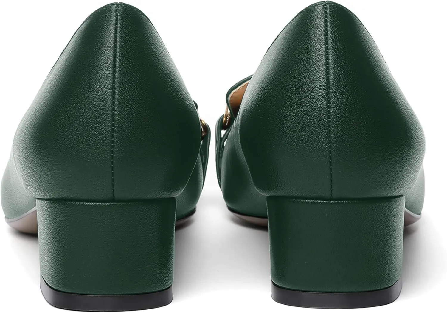 MOVINSTEPS Womens Matte Dating Dress Loafers Square Toe Metal Slip On Chunky Low Heel Pumps Shoes 1.5 Inch