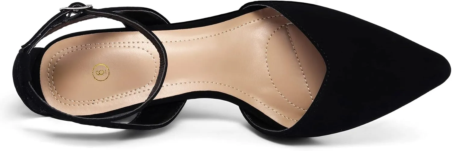 mysoft Women's Pumps Shoes Pointed Toe Kitten Low Heels Stiletto Ankle Strap Closed Toe Wedding Party Dress Sandals
