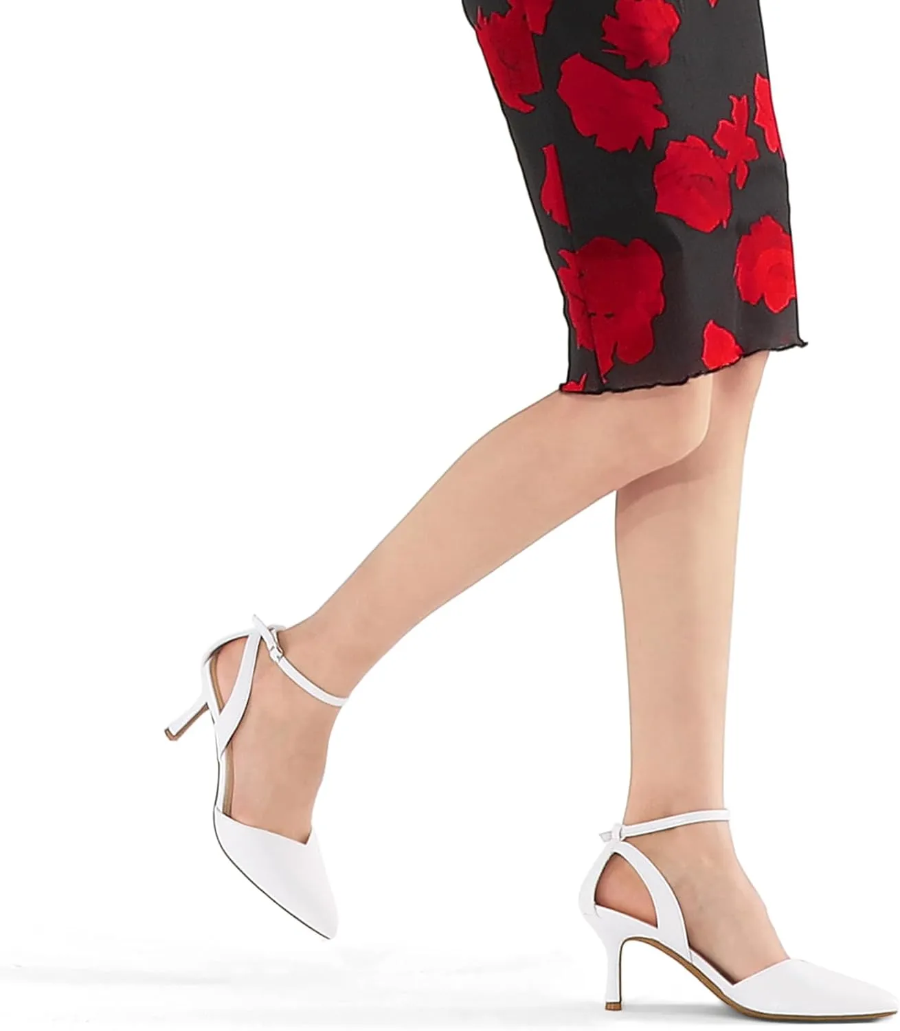 mysoft Women's Pumps Shoes Pointed Toe Kitten Low Heels Stiletto Ankle Strap Closed Toe Wedding Party Dress Sandals
