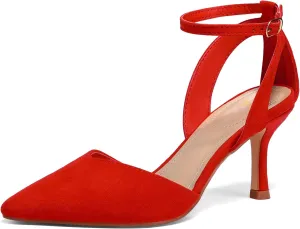 mysoft Women's Pumps Shoes Pointed Toe Kitten Low Heels Stiletto Ankle Strap Closed Toe Wedding Party Dress Sandals
