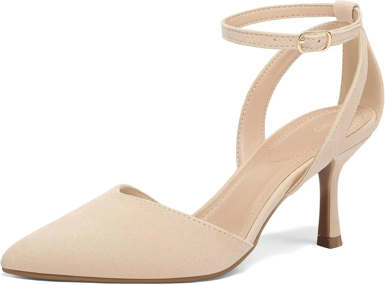 mysoft Women's Pumps Shoes Pointed Toe Kitten Low Heels Stiletto Ankle Strap Closed Toe Wedding Party Dress Sandals